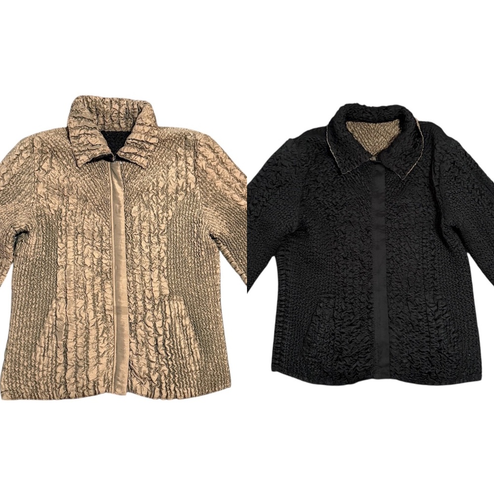 UbU Classic Original Reversible Travel Jacket Size Medium Black Bronze Crinkle